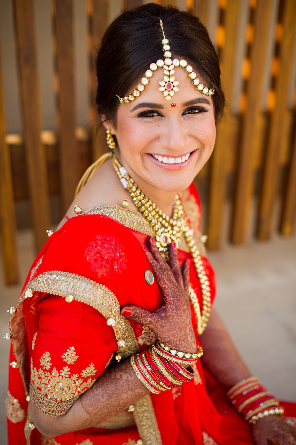 Beautiful Hindu Bride with Henna and Indian Jewelry