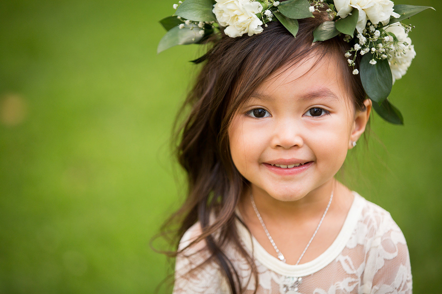 cute flower girl with flower crown for luce loft wedding