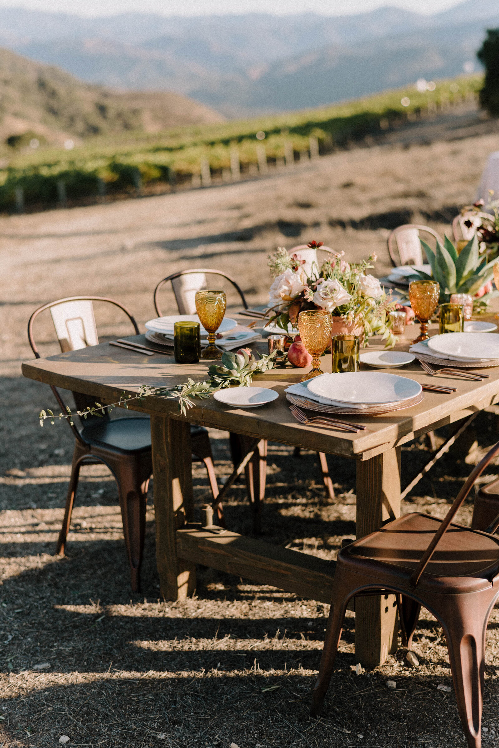 Farm Tables and Decor at Albatross Ridge Wedding