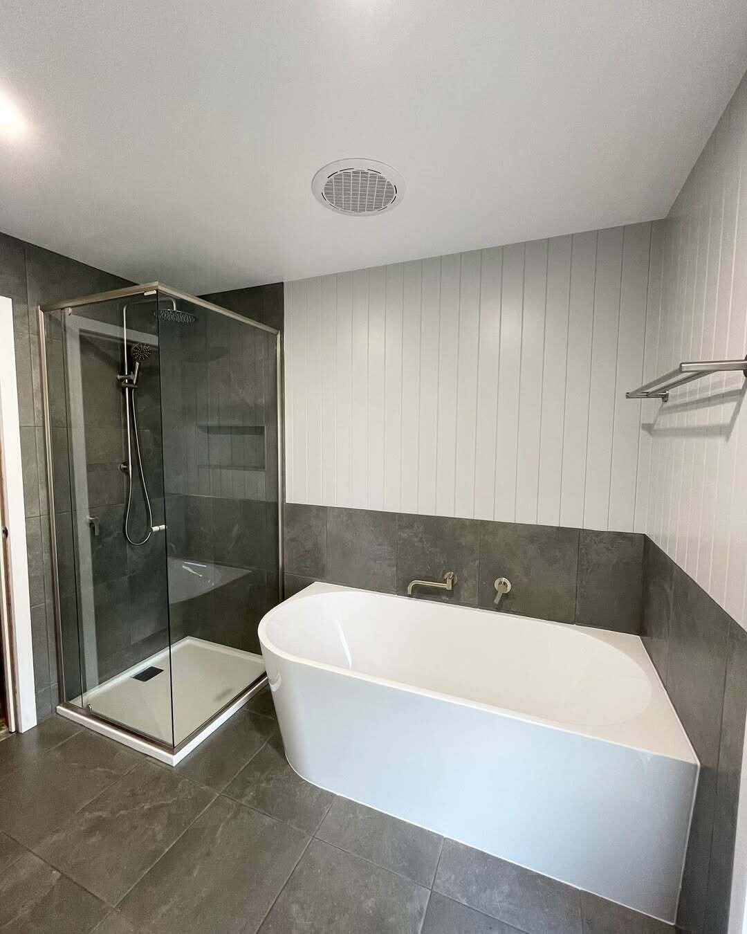 Contemporary bathroom layout completed by AR Construction in South West VIC