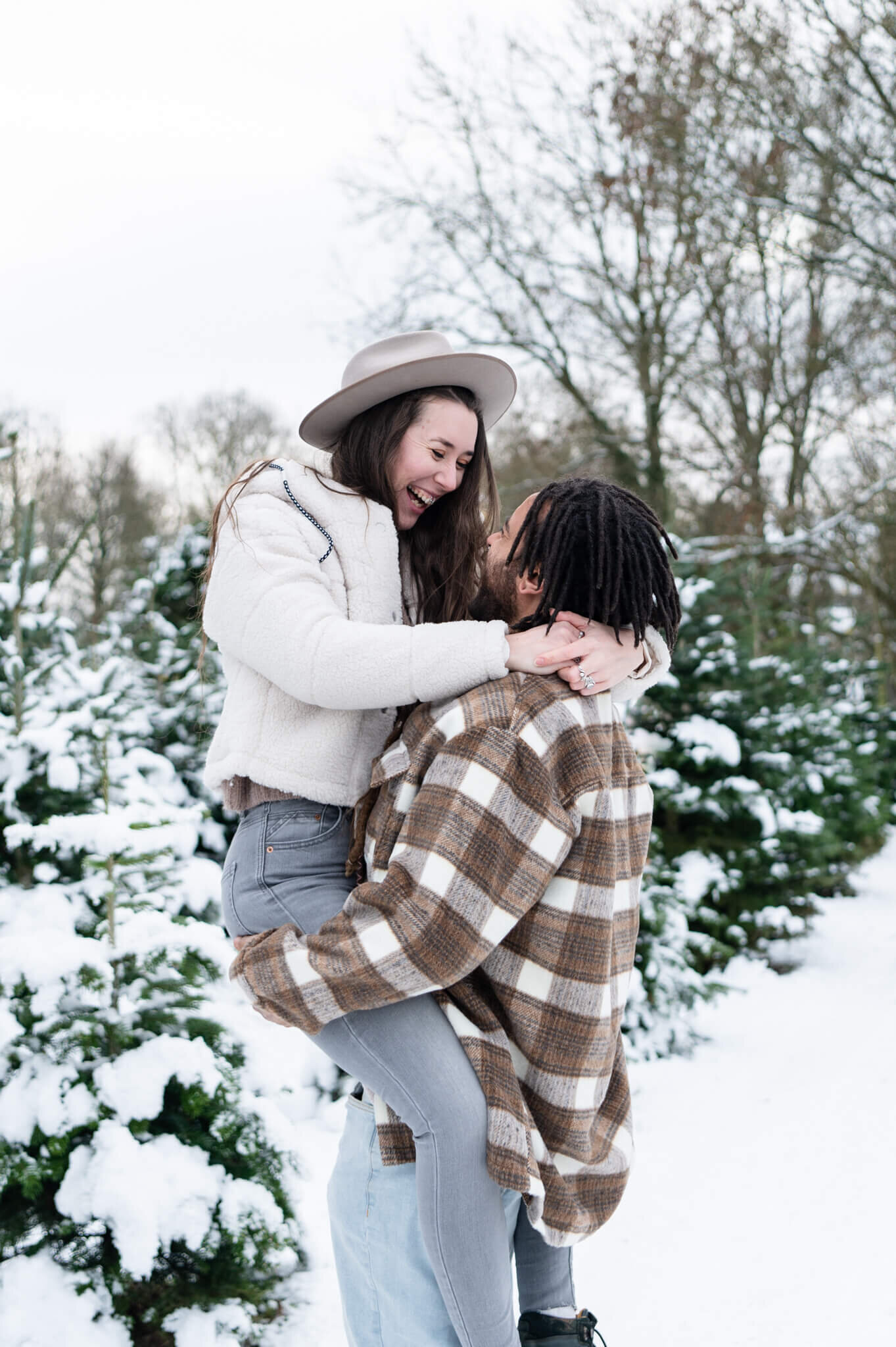 Chloe Bolam - Warwickshire Buckinghamshire UK Couple and Engagement Photographer - Fun Engagement Photographer - Warwickshire Christmas Tree Farm - R & J - 17.12.22 - 9