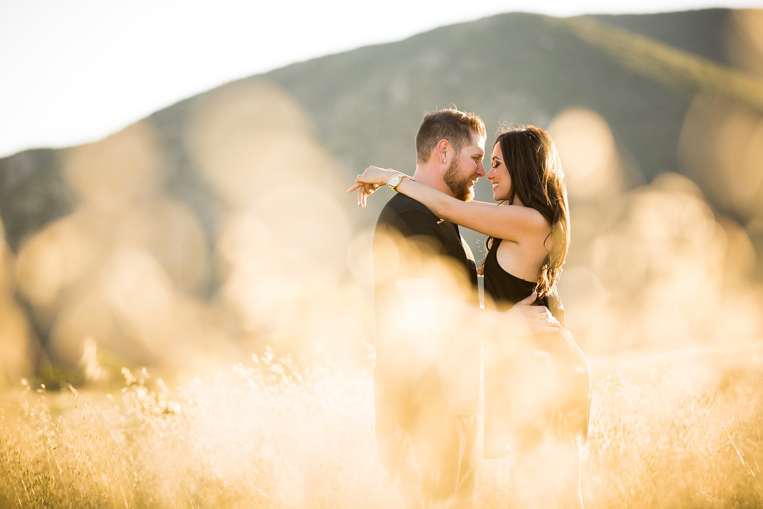 Mission Trails engagement photos open field rustic