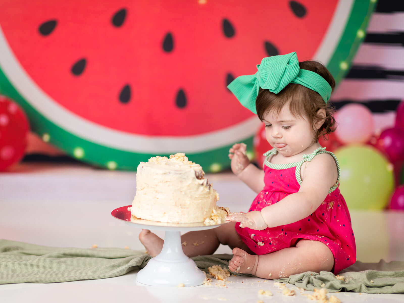 watermelon cake smash for first birthday cleveland cake smash photographer