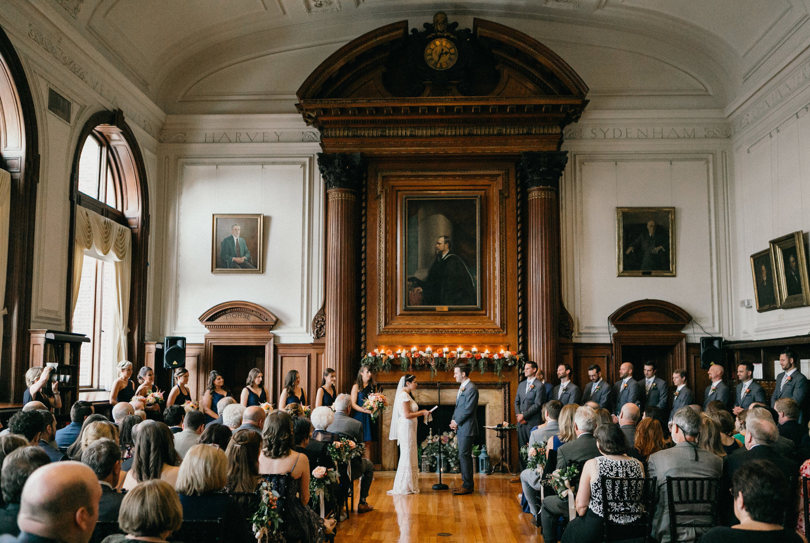 Unique wedding ceremony at the College of Physcians in Rittenhouse, Philadelphia.
