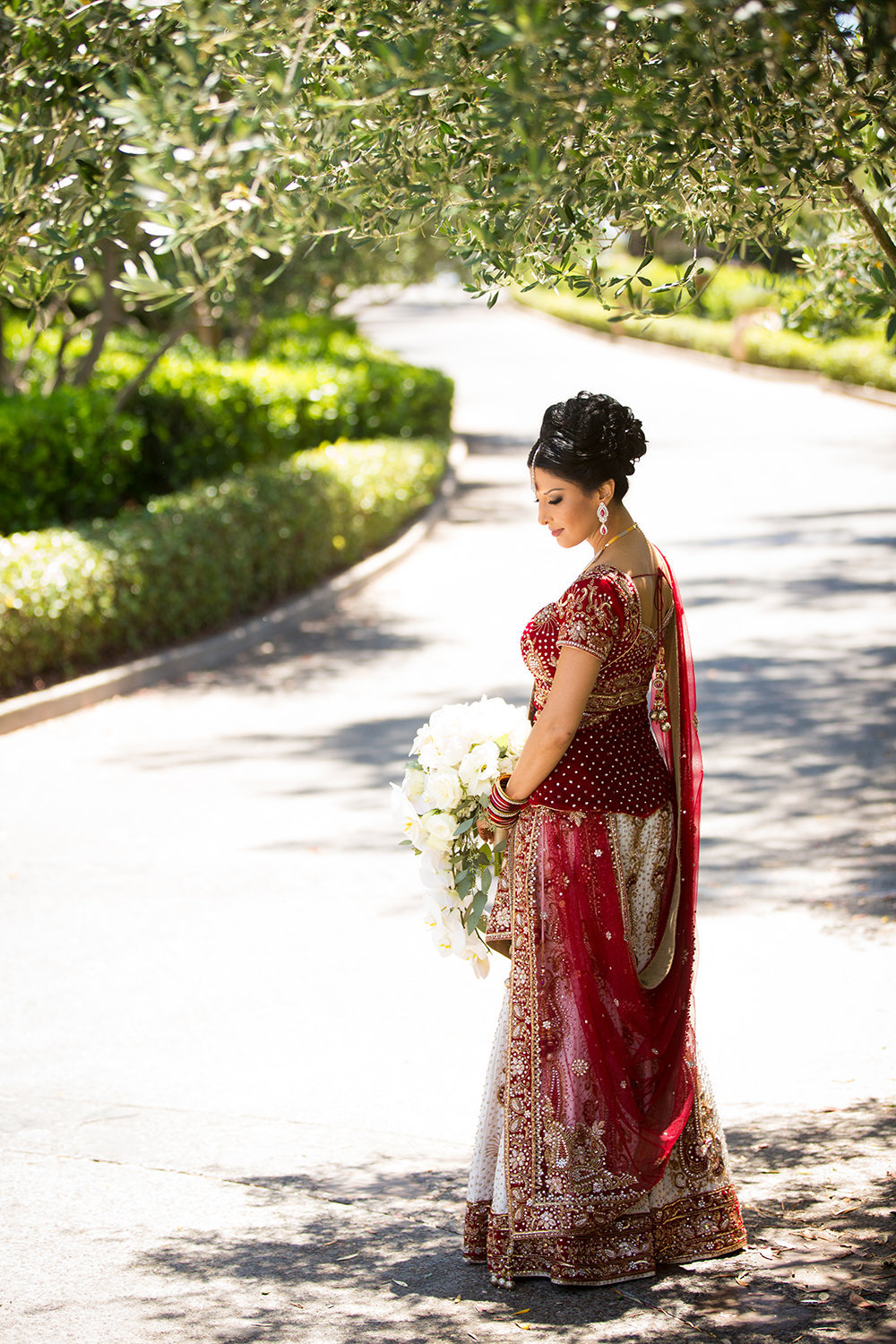 Peaceful moment with bride in beautiful red sari
