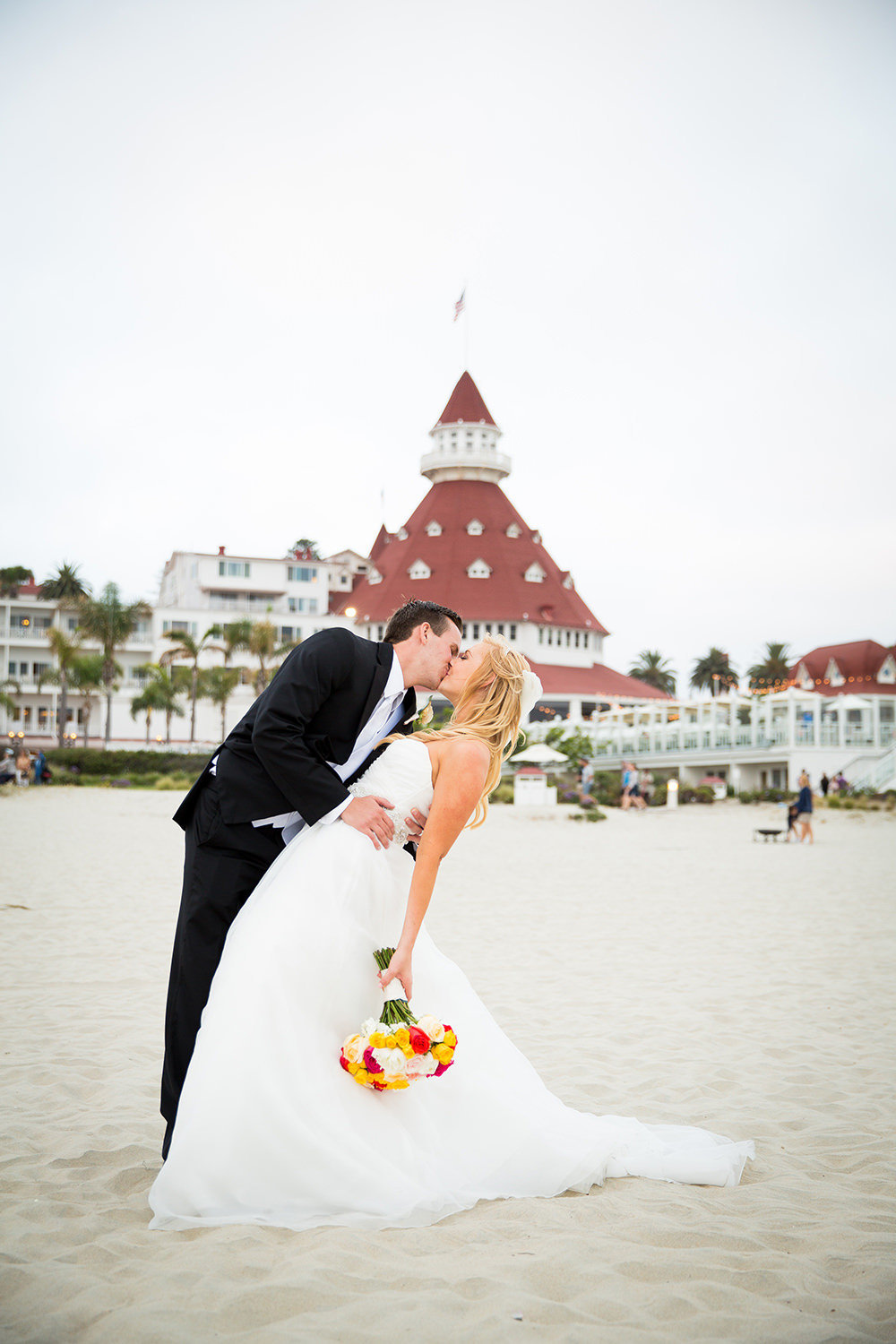 Dip Kiss on the beach in front of the Hotel Del Coronado