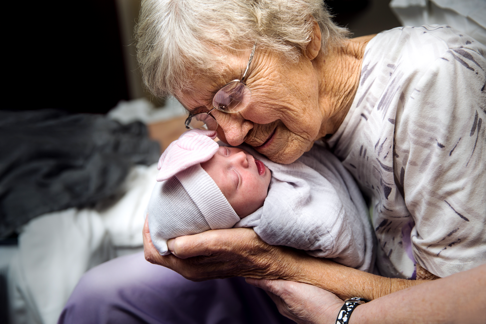 birth photographer, columbus, ga, atlanta, grandmother snuggling baby, ker-fox photography_0714-Edit