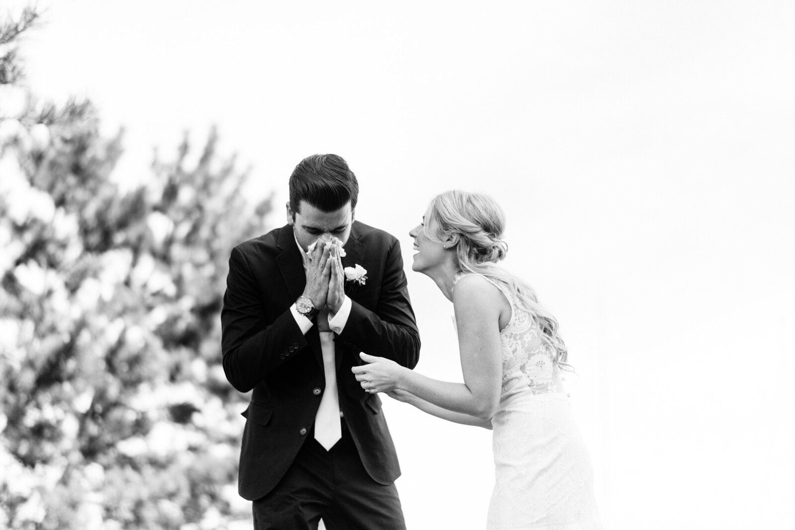 emotional groom and bride in newport
