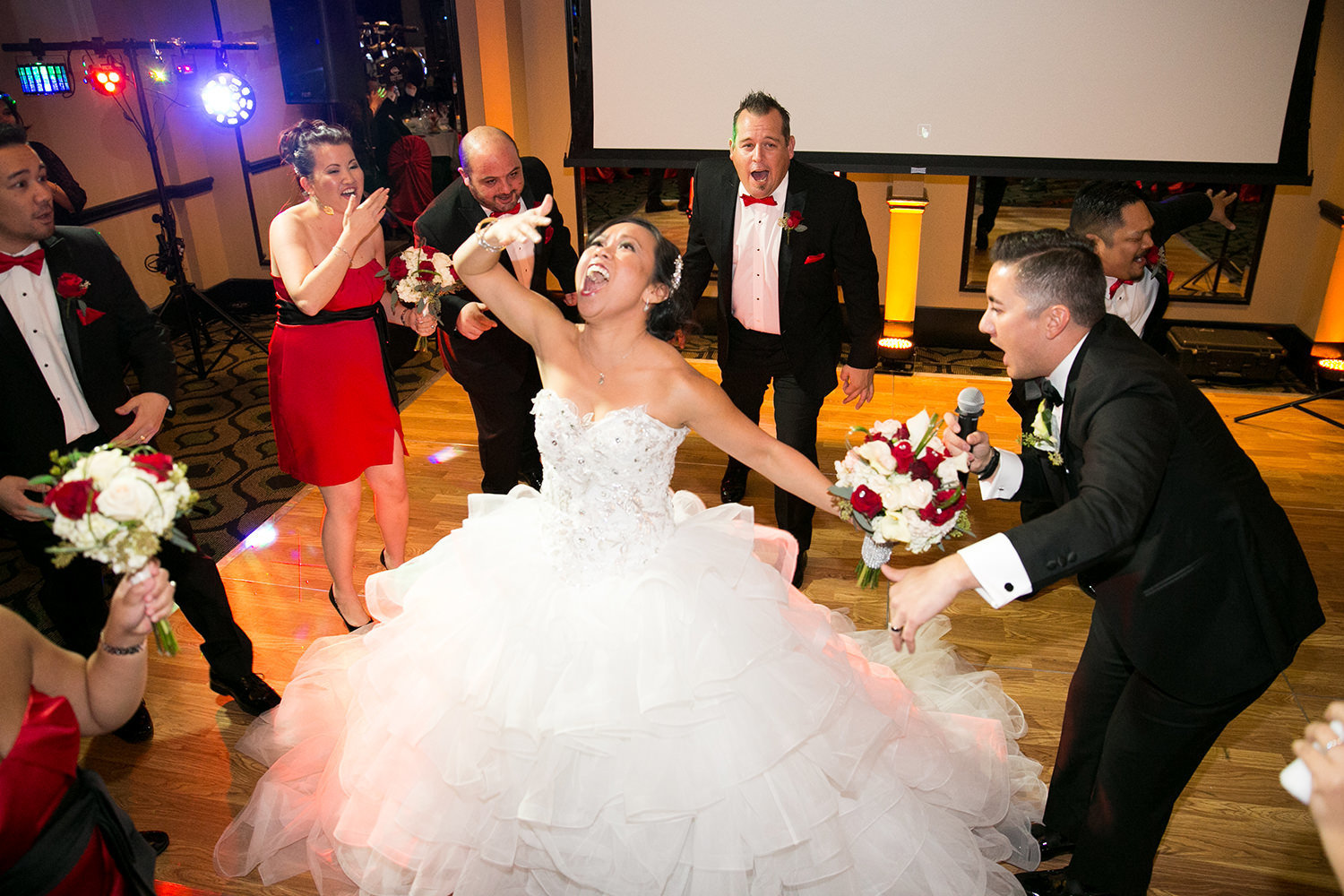 Hilarious moment during a choreographed flash mob wedding dance