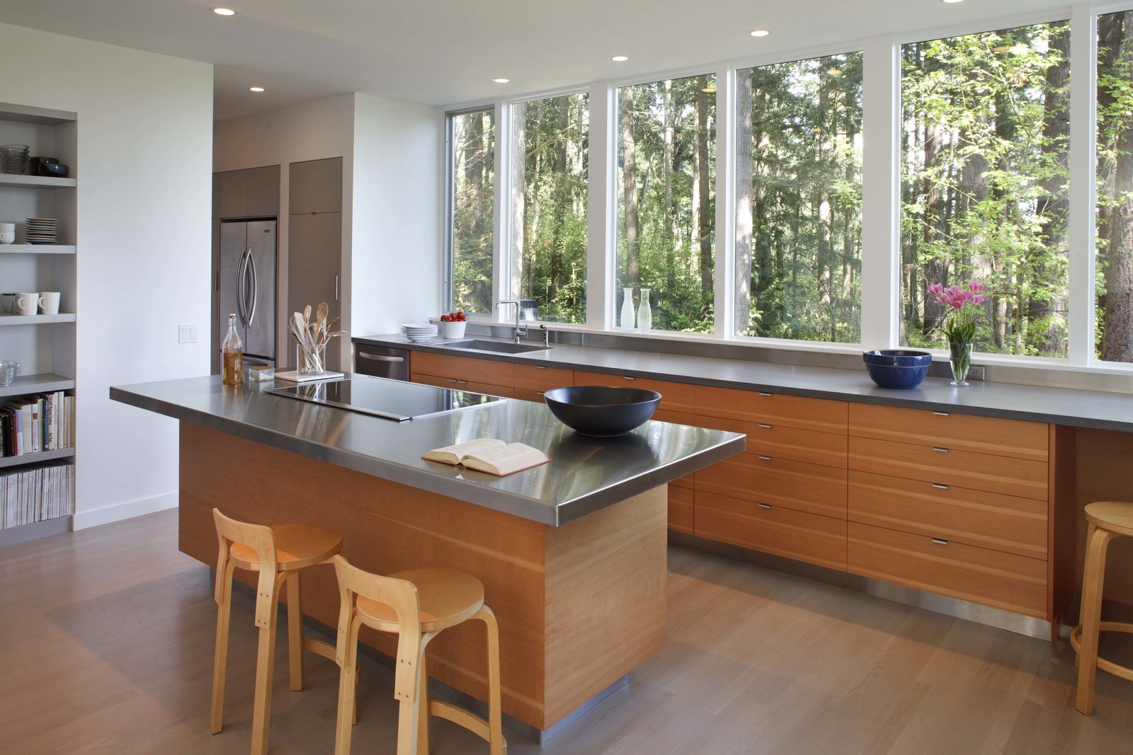 kitchen with forest view