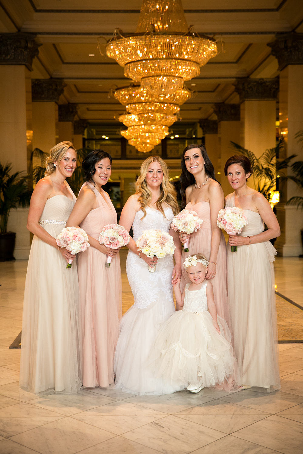 bridesmaids in lobby at us grant hotel