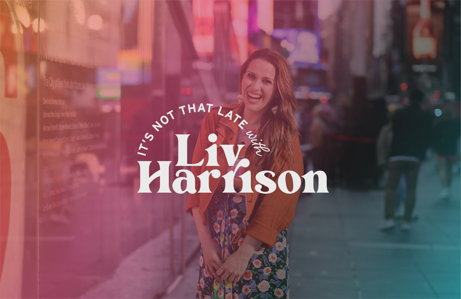 Liv Harrison in NYC Gradient Branding Identity Logo Overtop