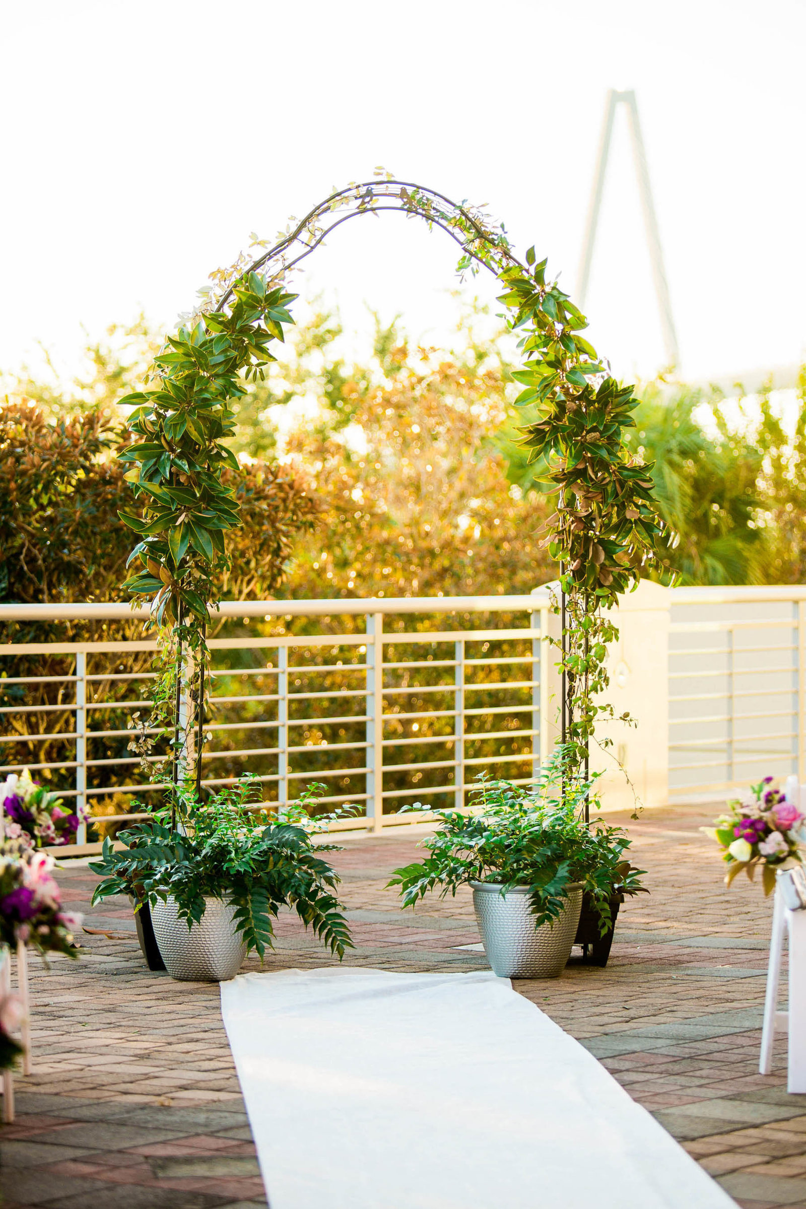 Ivy covered arch are at center of the aisle, Harborside East, Mt Pleasant, South Carolina