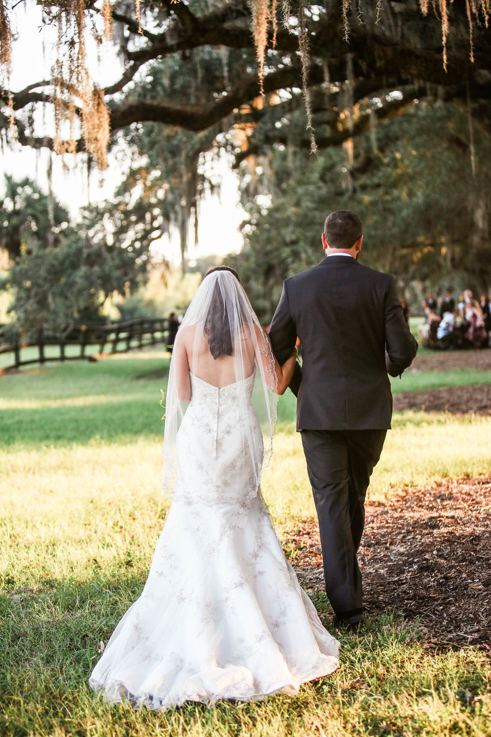Brother walks bride down the aisle, Boone Hall Plantation, Charleston, South Carolina