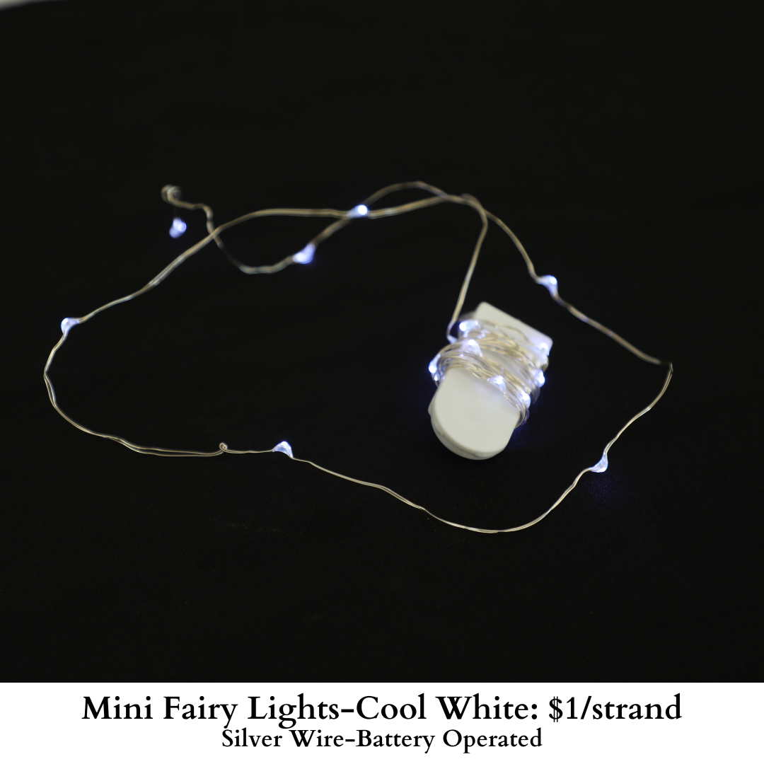 Mini Fairy Lights-Cool White-Silver Wire-Battery-1043