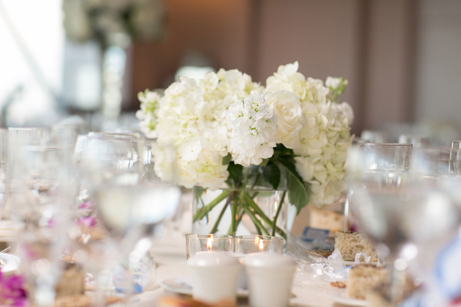 floral arrangements at reception at Glen Island Harbor Club