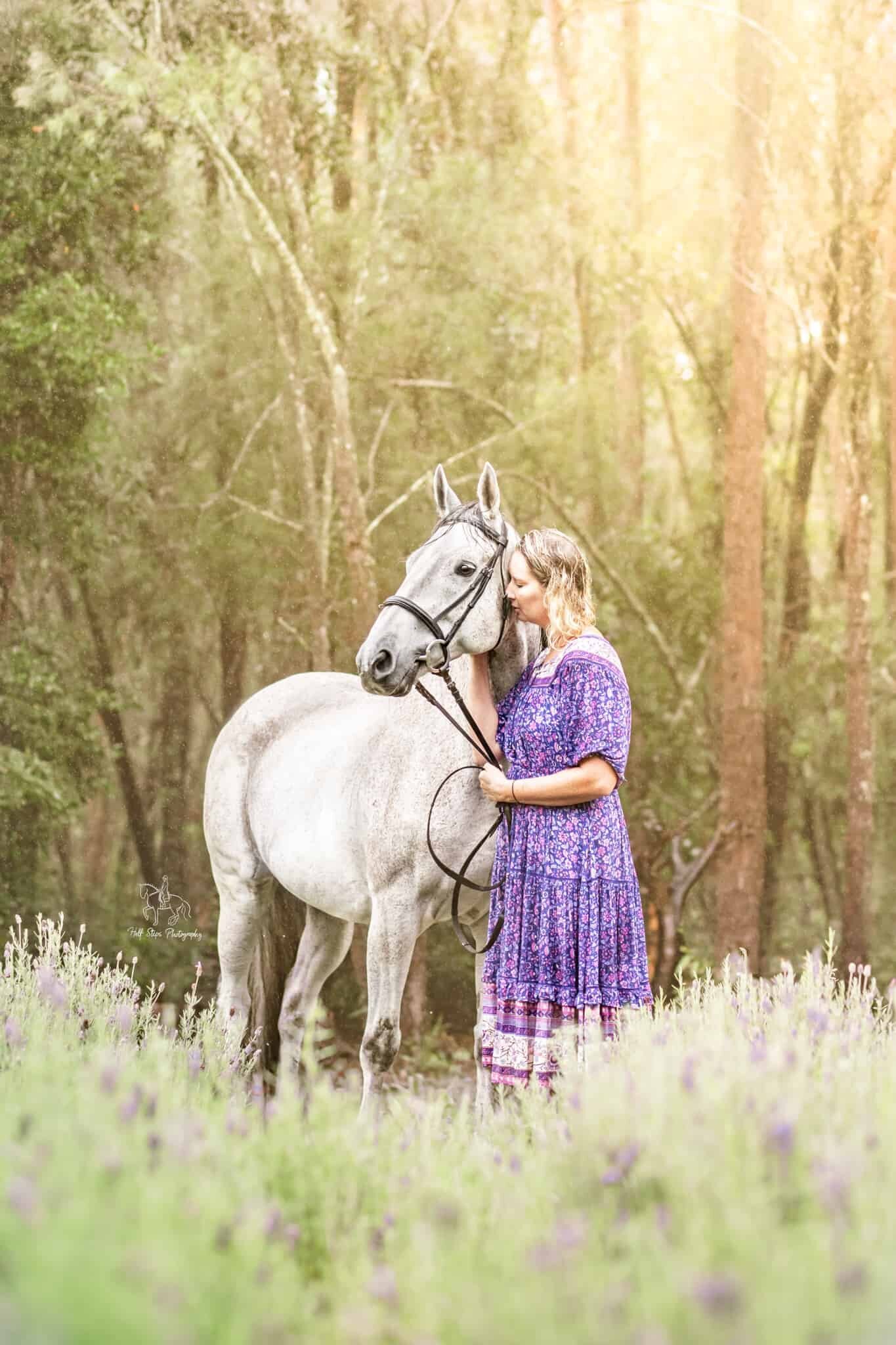 (59). Lavender field horse and rider photoshoot Half Steps Photography