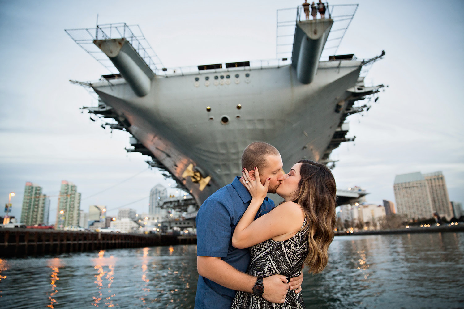 San Diego Bay engagement photos USS Midway