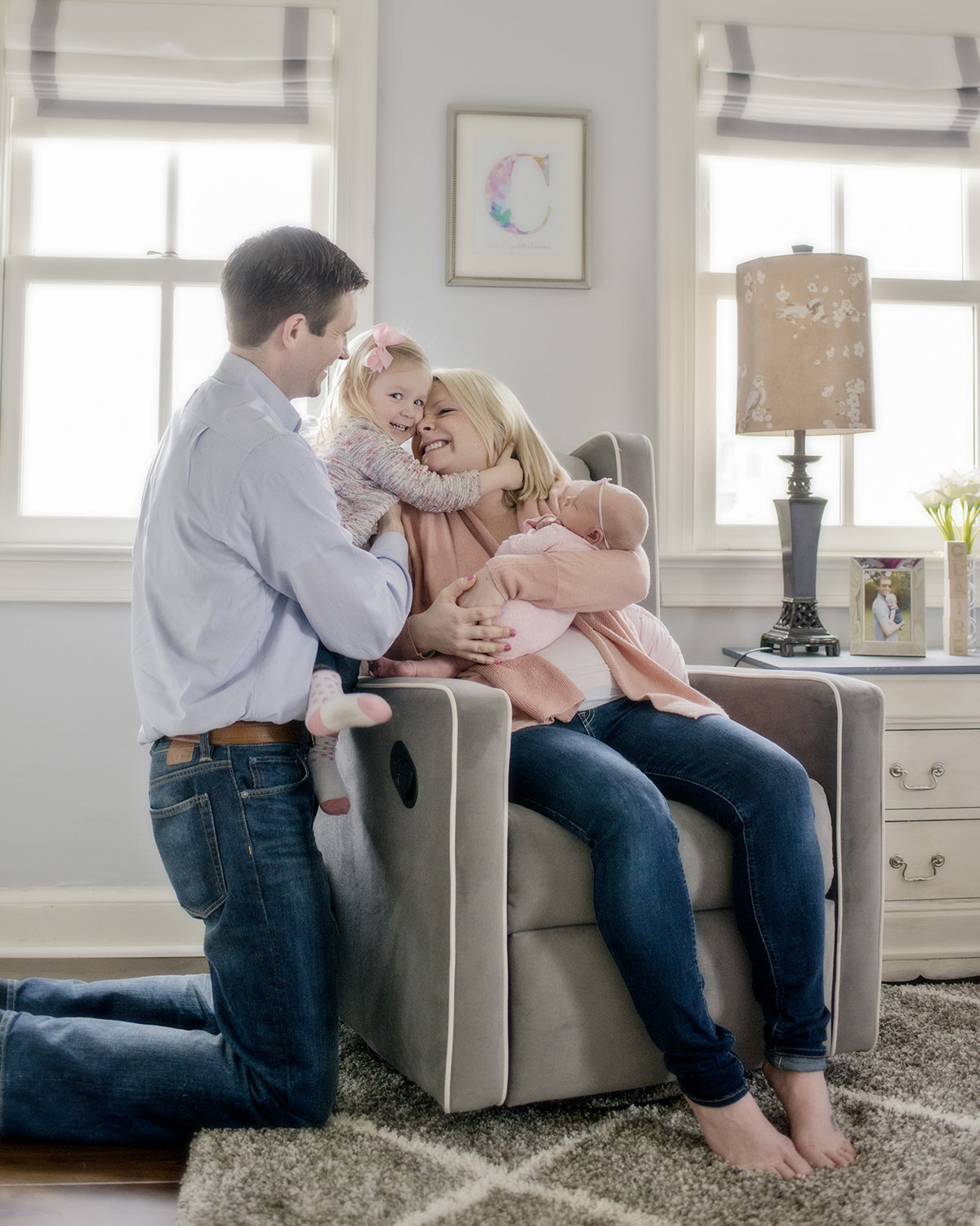 Lifestyle in home newborn photography session