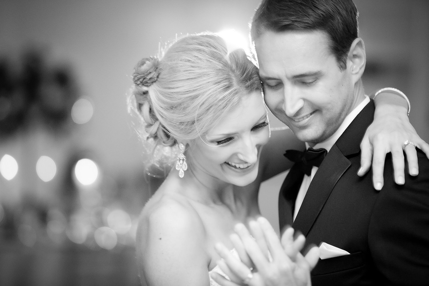 Sweet candid moment during a bride and grooms first dance