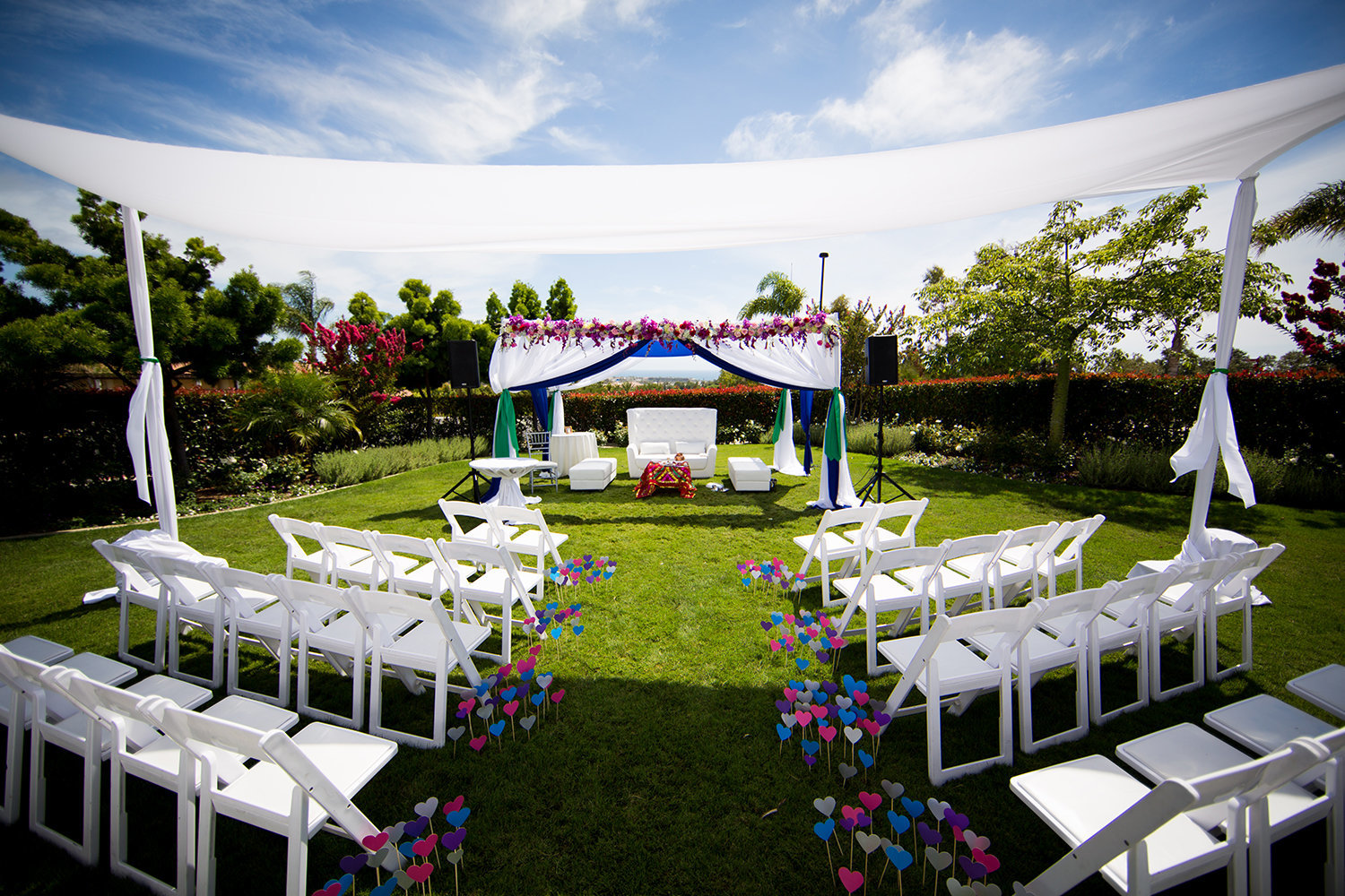 Indian Hindu wedding ceremony site with a Mandap