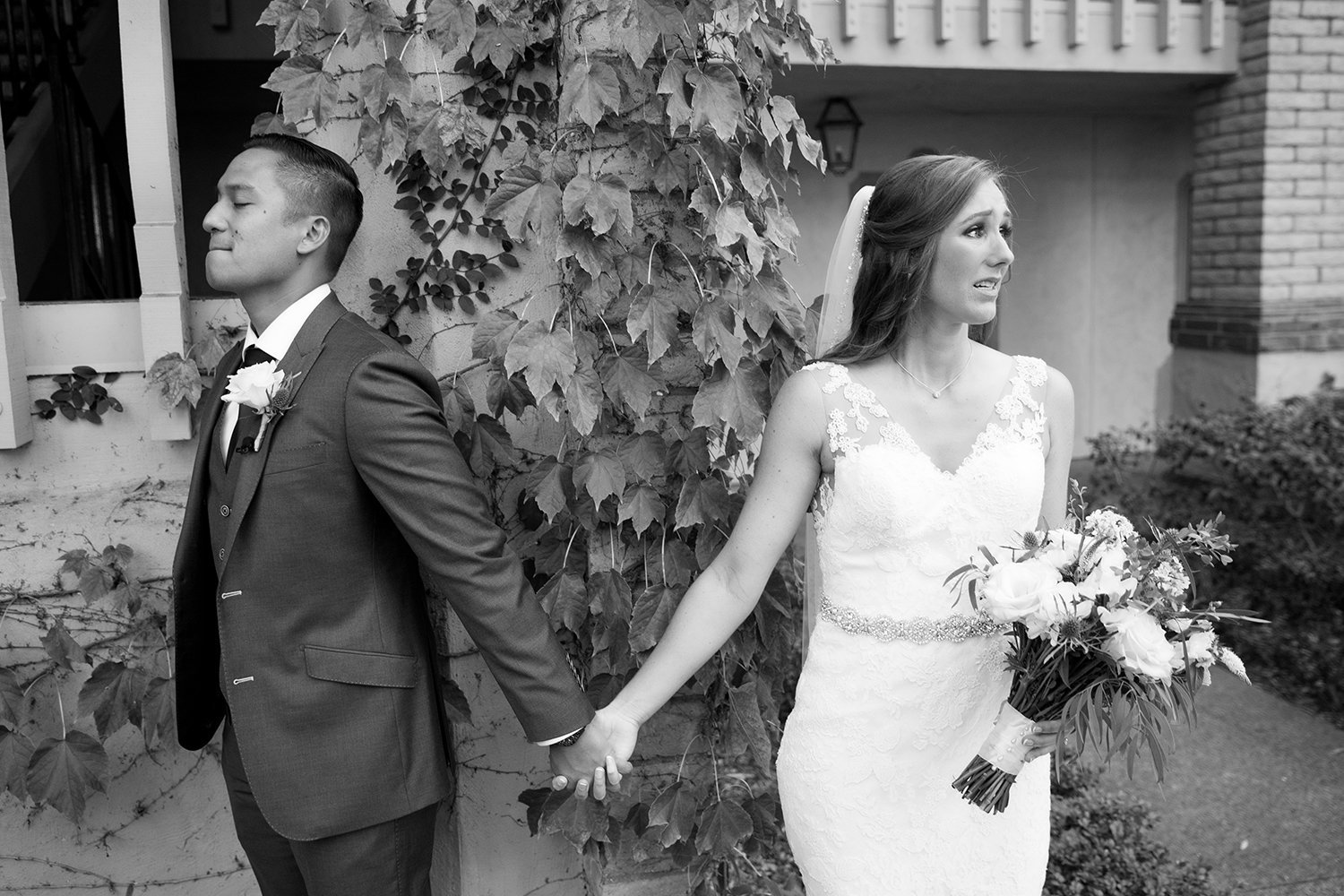 Rancho Bernardo Inn wedding photos emotional black and white