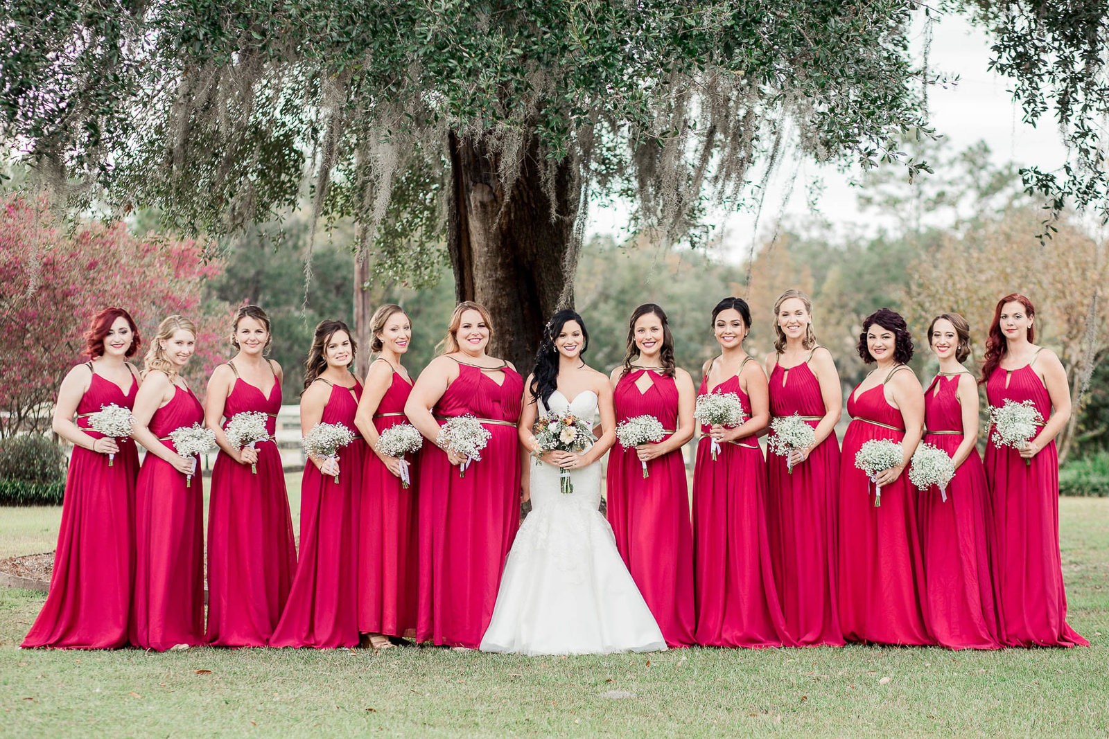Bride and bridesmaids pose together, Boals Farm, Charleston Wedding Photography