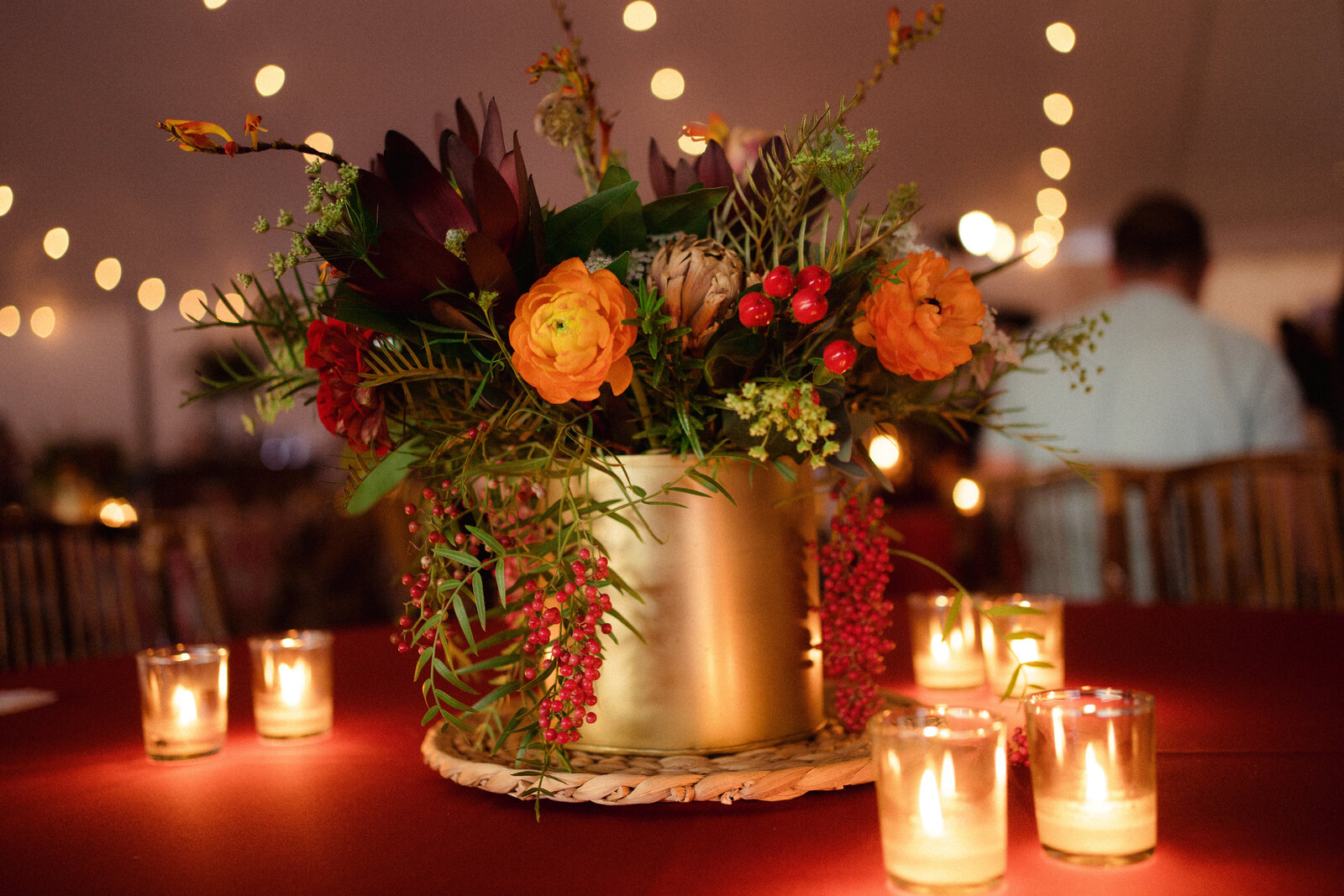 centerpieces with fall floral compliment tuscany themed event