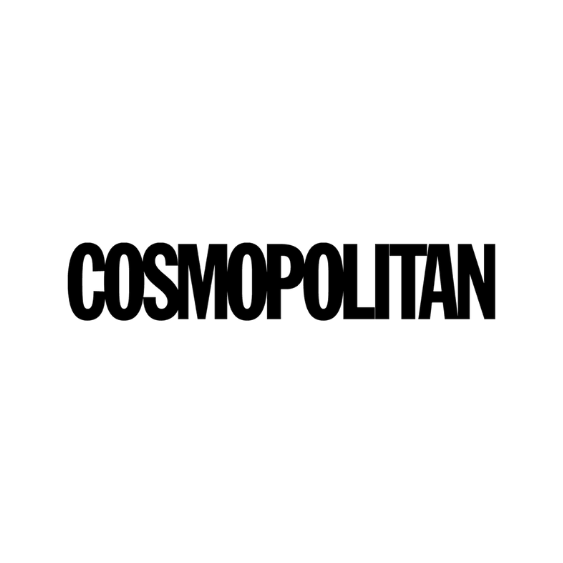 The word "Cosmopolitan" logo written in black lettering.