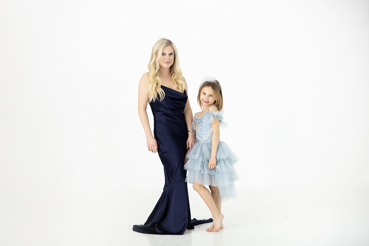 Mother and daughter at Lumen Room Plano white studio.