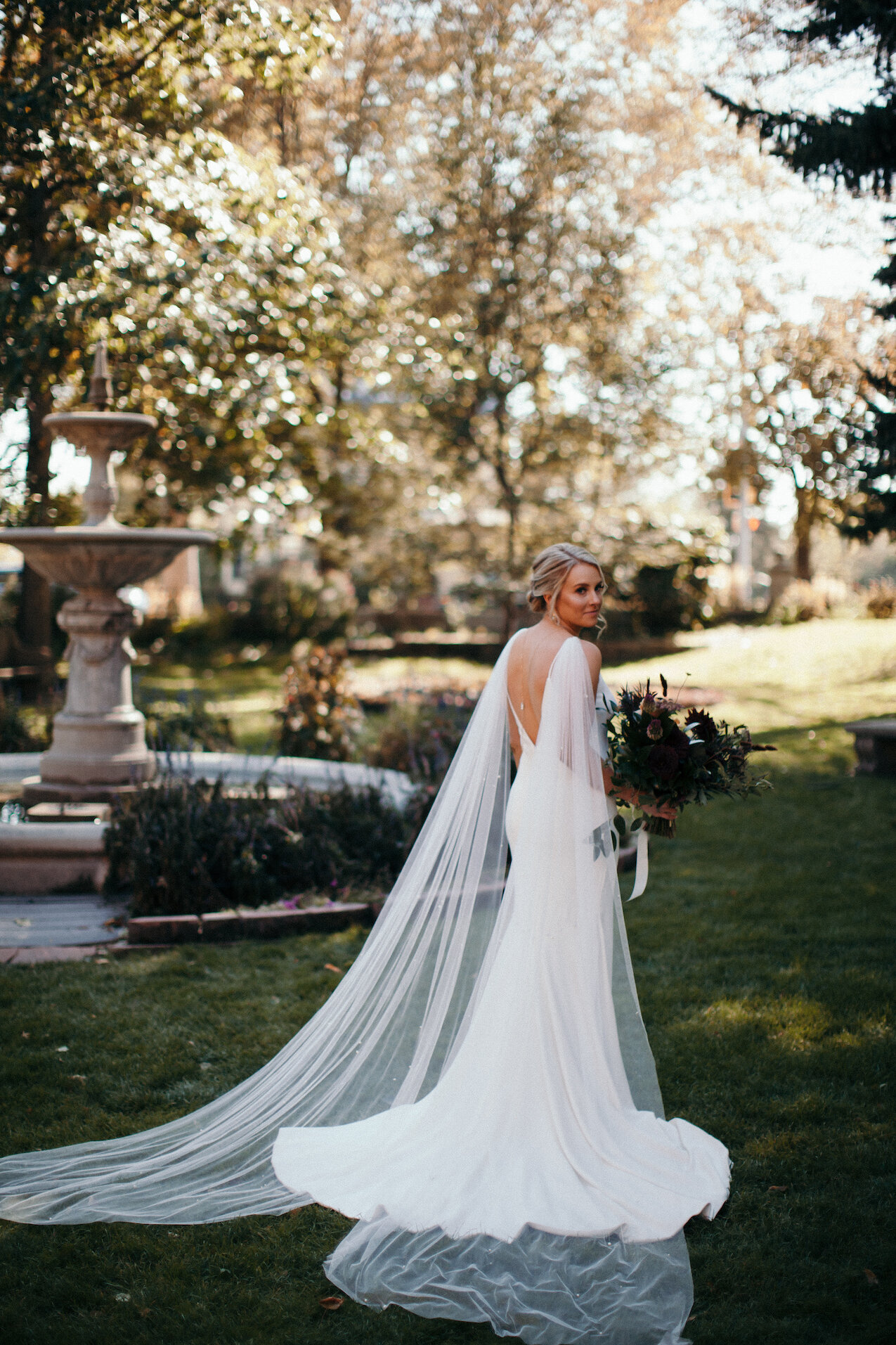 bridal portraits at outdoor wedding in Longmont, colorado