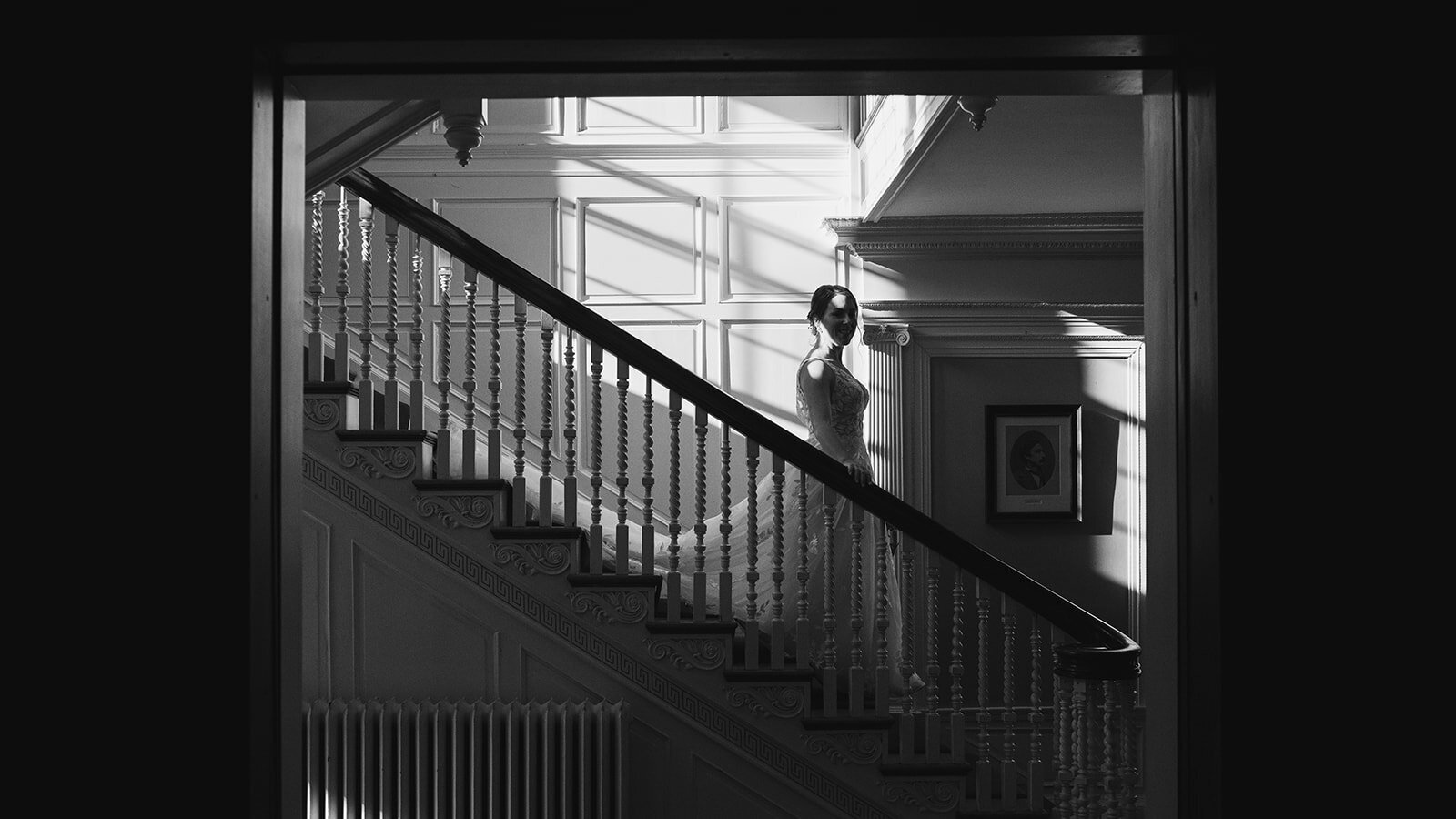 Bride Walking down Stairs