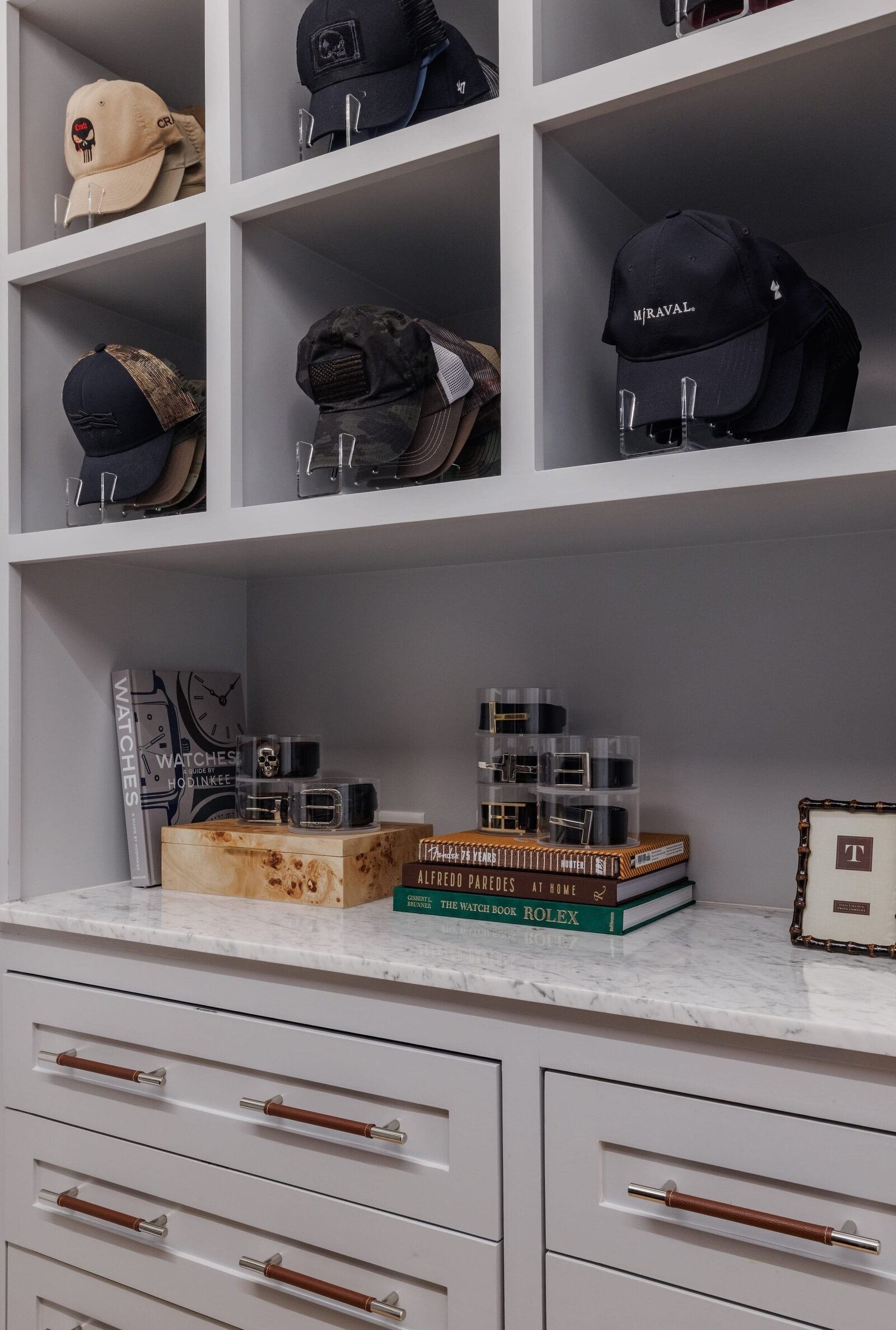 vision and hammer organizing mens closet with hats