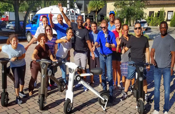Fox news reporter David Martin with V&D Electric Bikes group picture