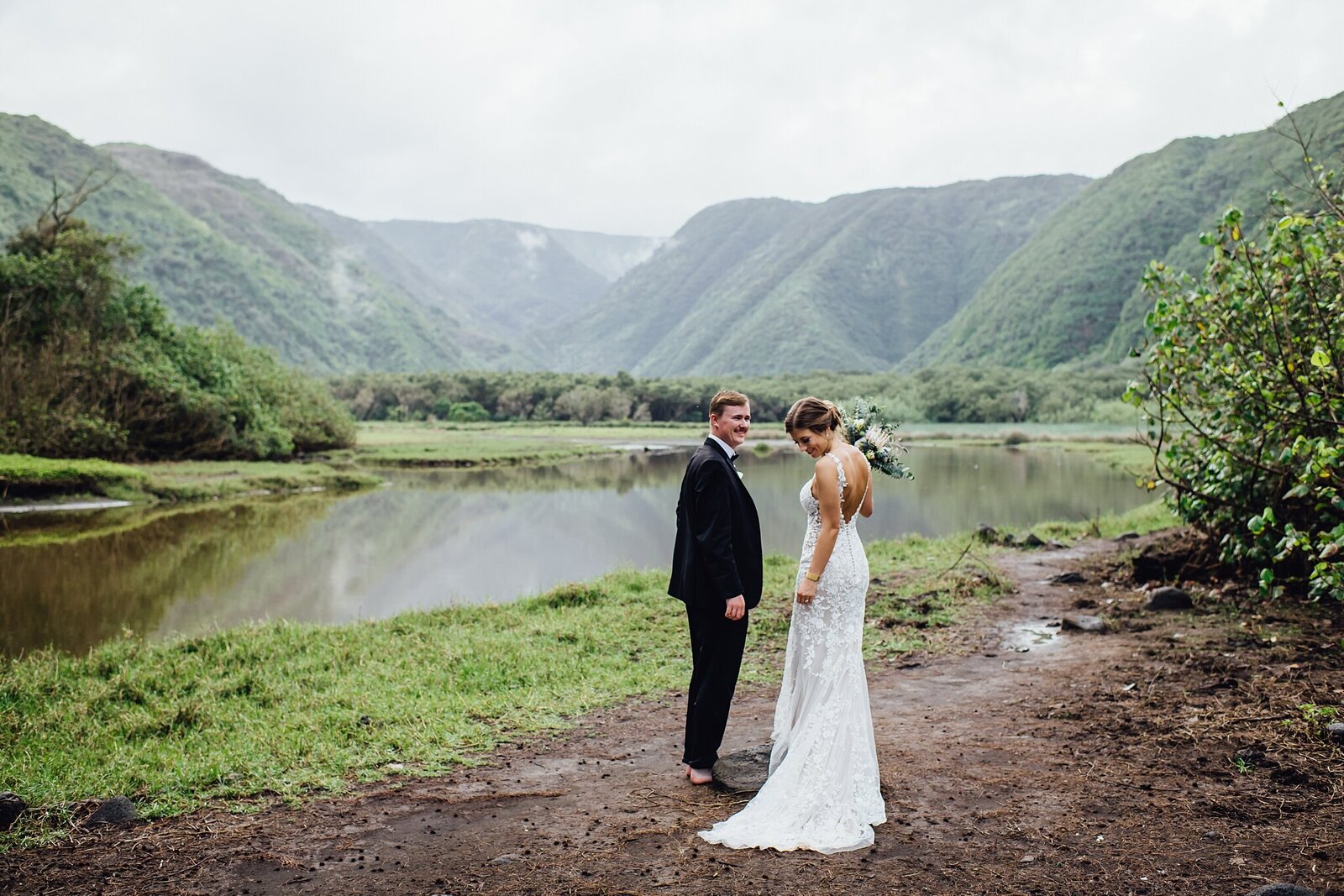 views of pololu valley from wedding