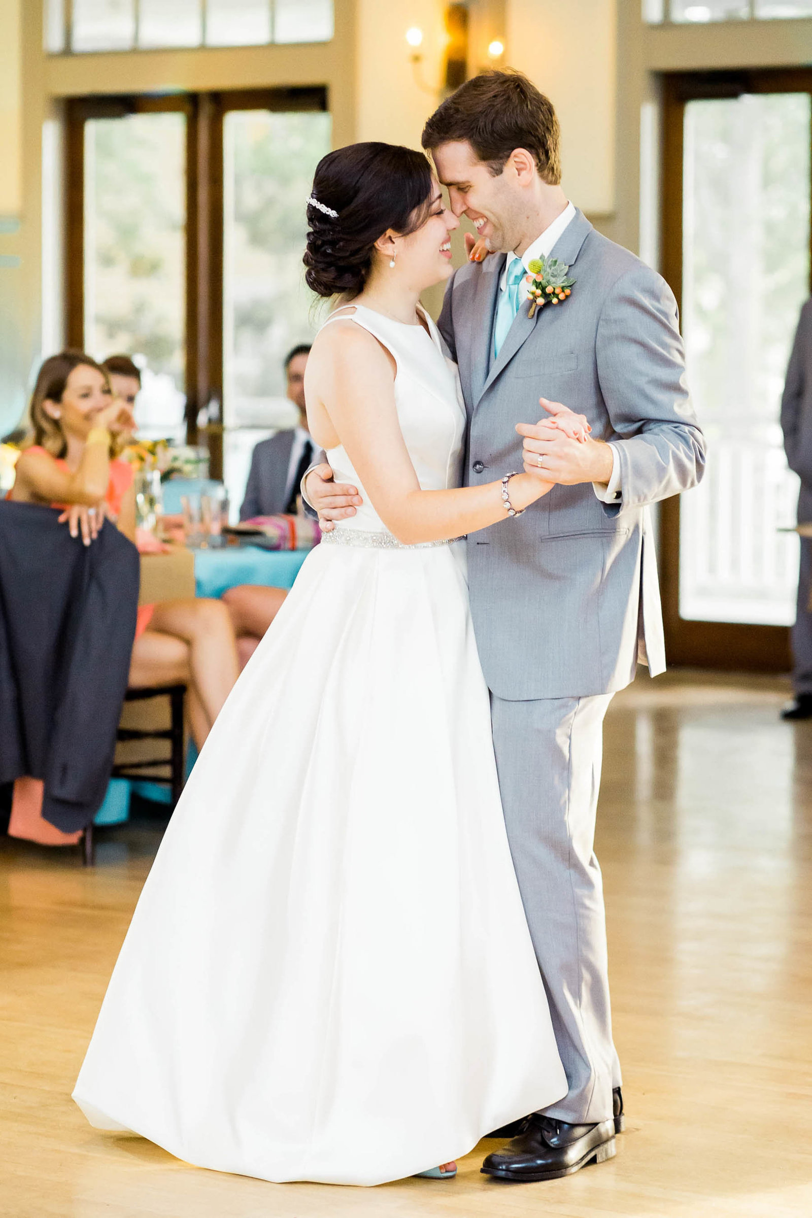 Bride and groom have first dance, I'on Creek Club, Mt Pleasant, South Carolina