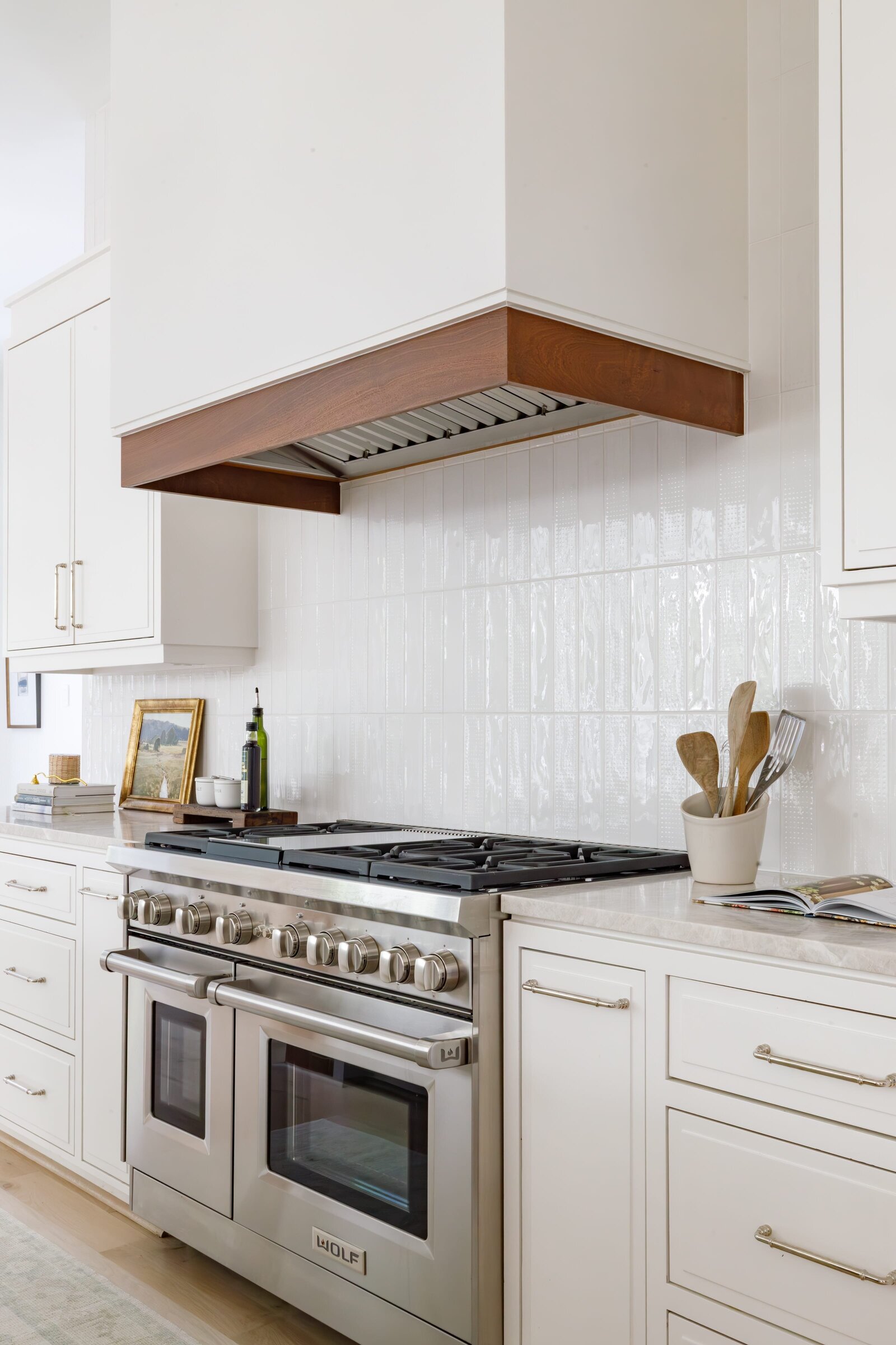 vision and hammer kitchen vent hood with wooden trim