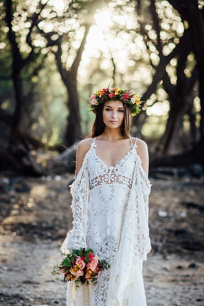 bride during big island elopement in forest