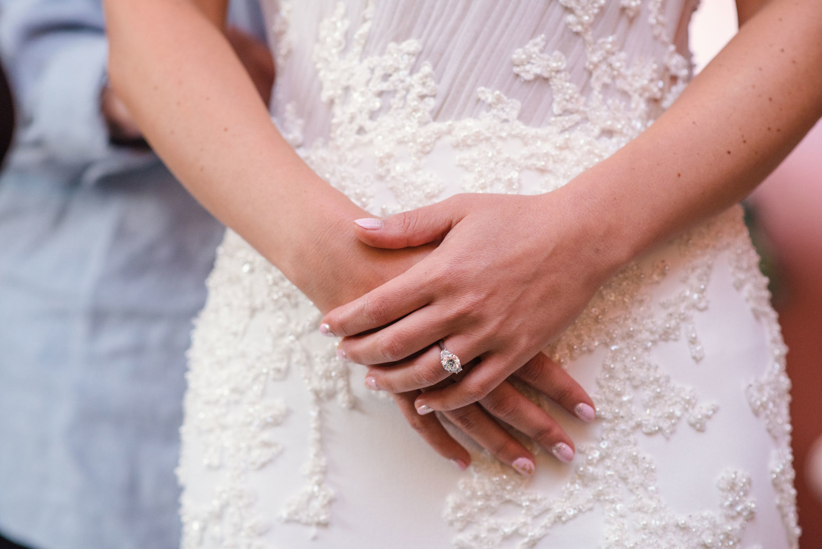 beautiful bride with engagement ring at Glen Head Country Club