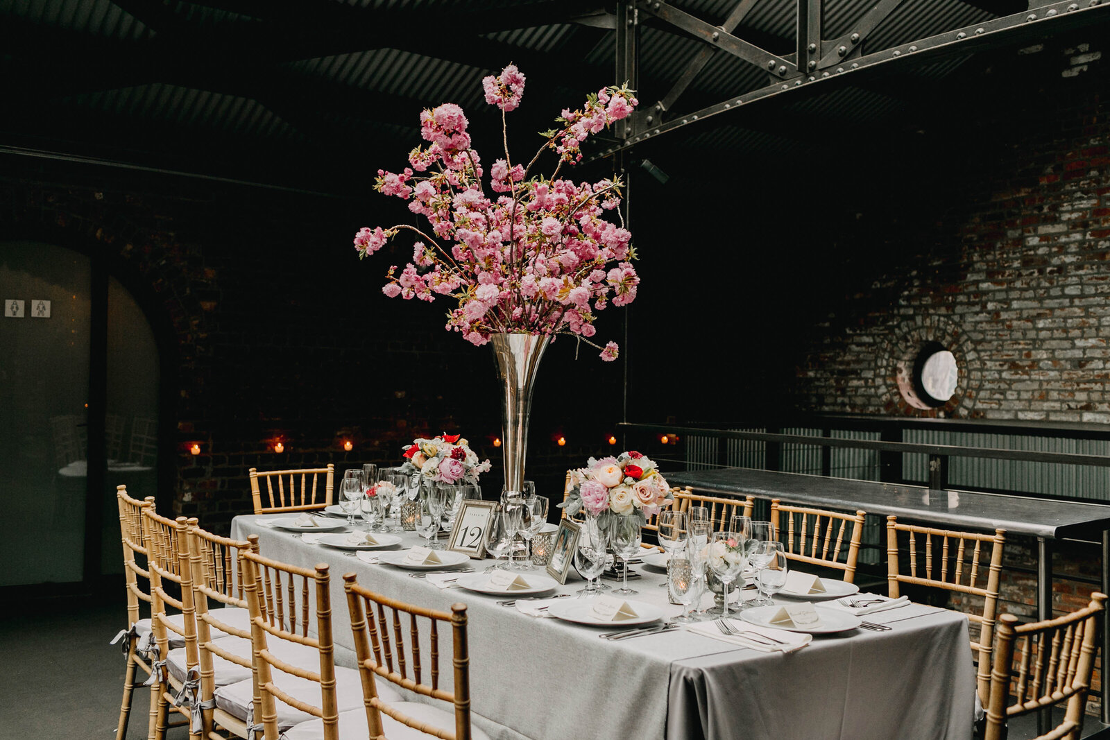 wedding tablescape industrial venue