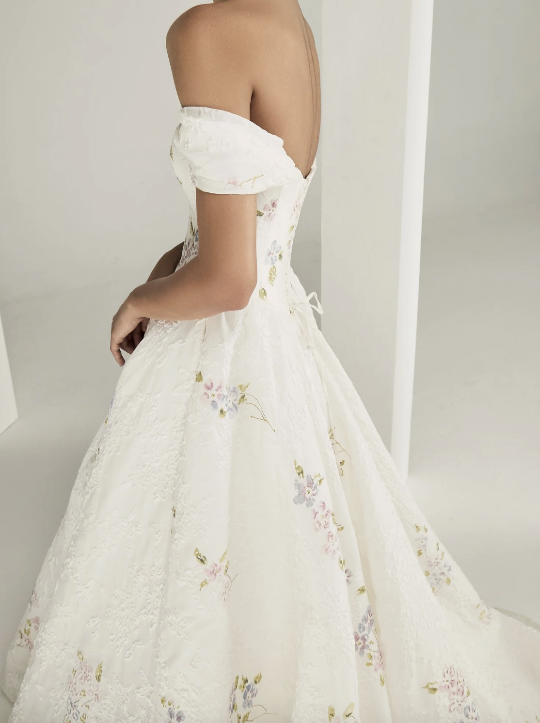 Colorful floral wedding dresses in Denver CO. Mimi's Couture Bridal at Little White Dress. LWD Bridal Shop.