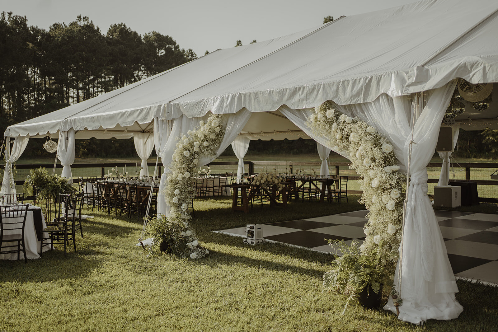 wedding and design for tented black and white wedding
