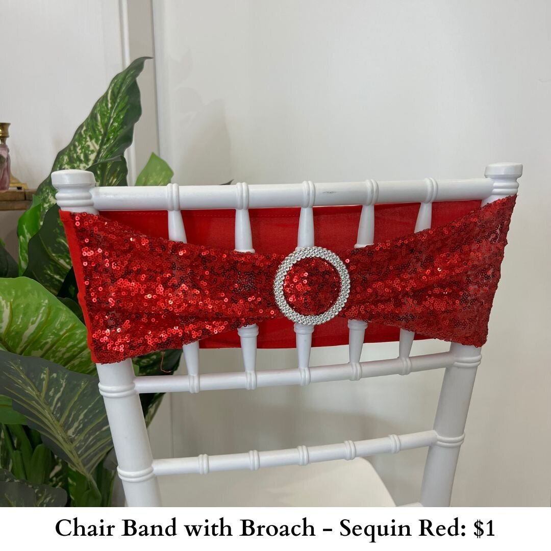Chair Band with Broach-Sequin Red-137