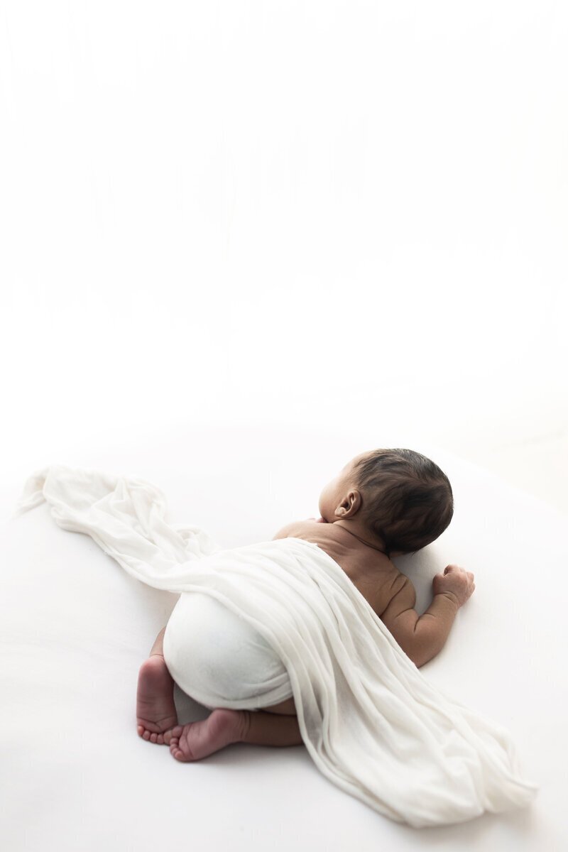 Newborn baby laying on tummy taken by  new jersey newborn photographer
