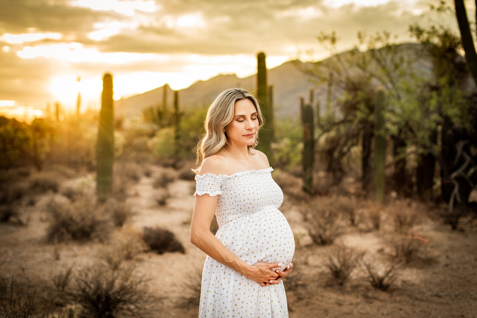 Tucson maternity photographer at Sabino Canyon photo shoot.