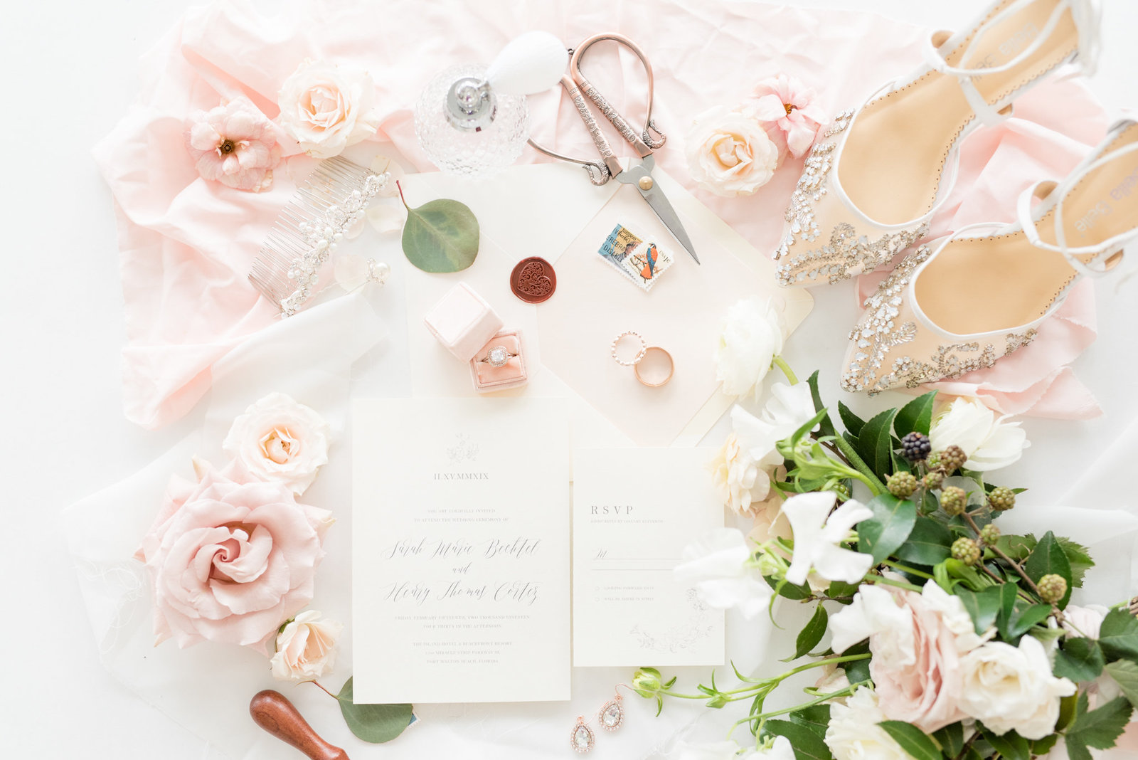 Luxury Birmingham Alabama Wedding Photographer Wedding invitation suite and flowers.