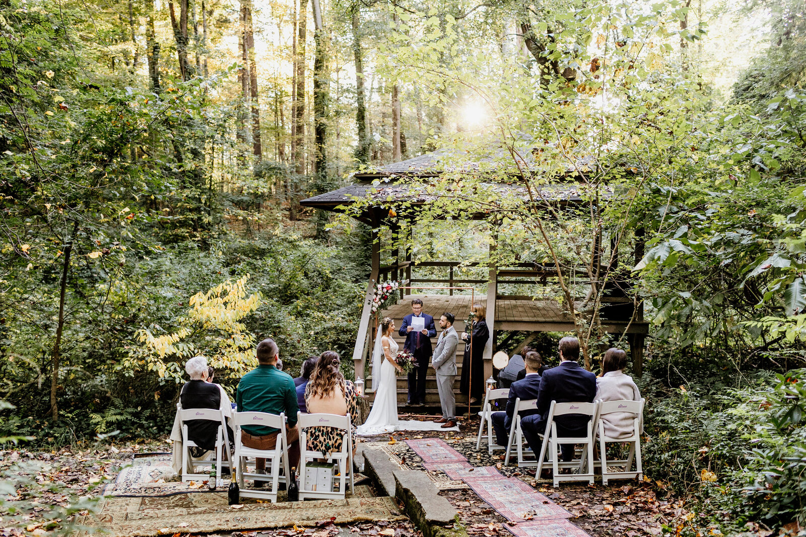 wedding ceremony in woods