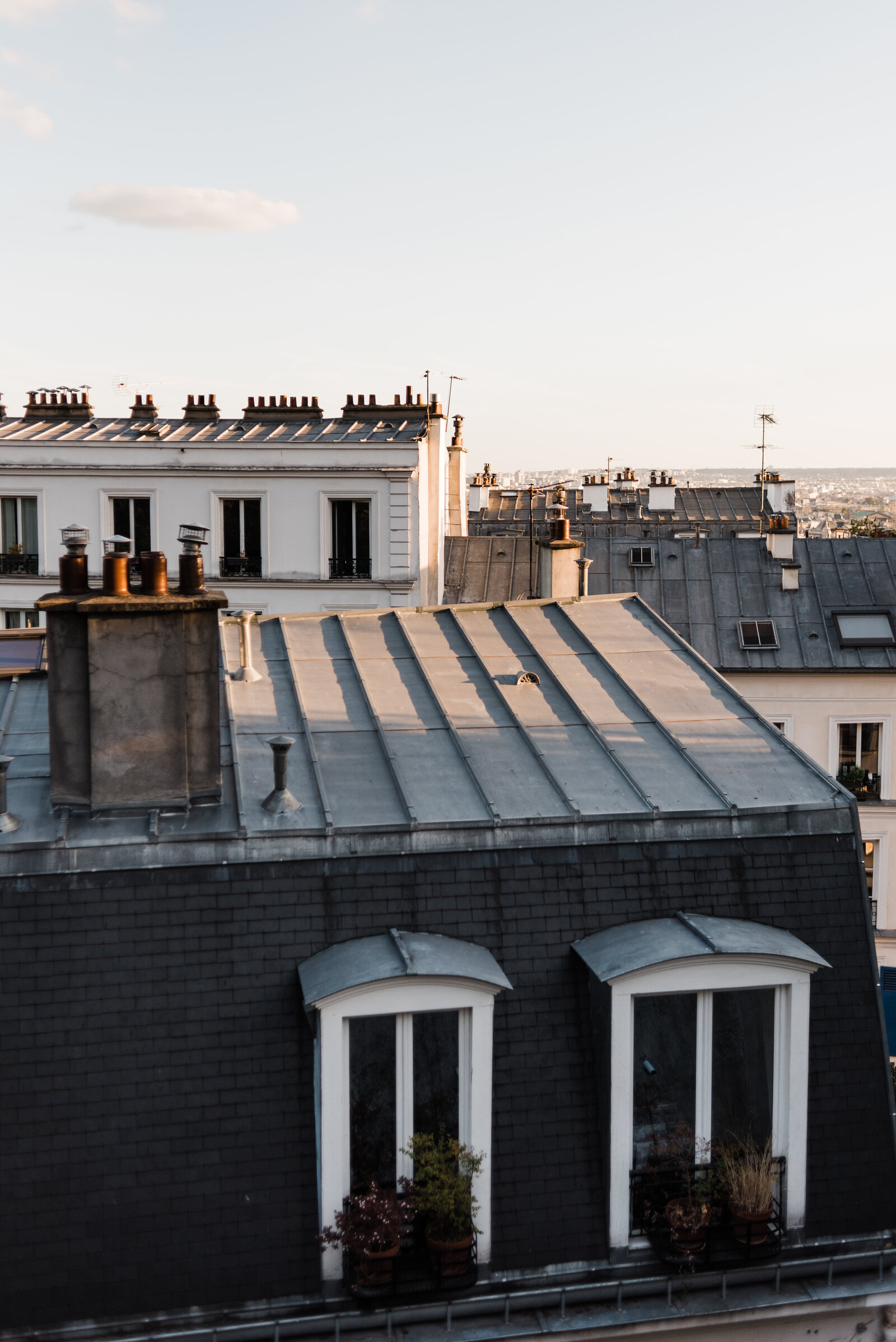 Rooftops in Paris during sunset