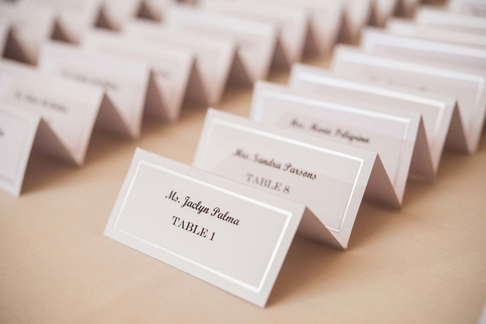 place cards from Coindre Hall wedding