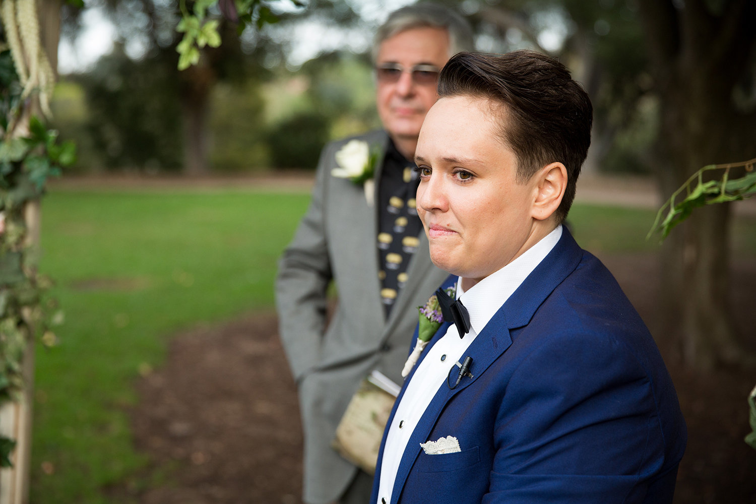 Can't help but react when you see your bride coming down the aisle | LGBT wedding ceremony